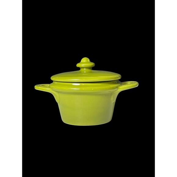 Vintage IL Nodo Ceramiche Avocado Green Mini Casserole with Lid Made in Italy - Picture 1 of 9